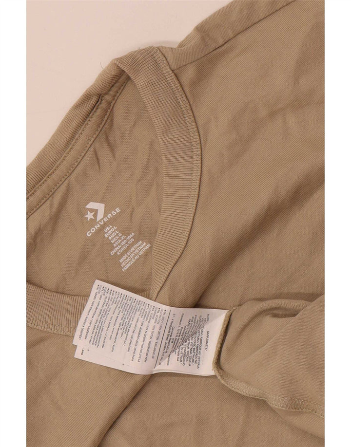 Ανδρικό γραφικό T-Shirt Converse Top Large Beige Βαμβακερό