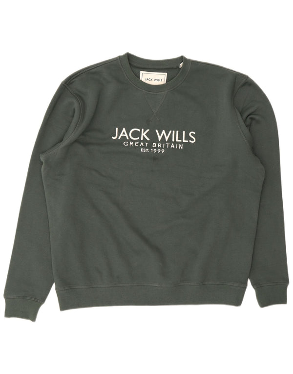 Jack Wills Ανδρικό γραφικό φούτερ Jumper XL Χακί βαμβακερό