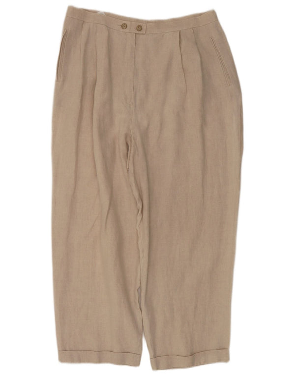 Marks & Spencer Γυναικείο κομμένο παντελόνι UK 18 XL W32 L25 Beige λινό