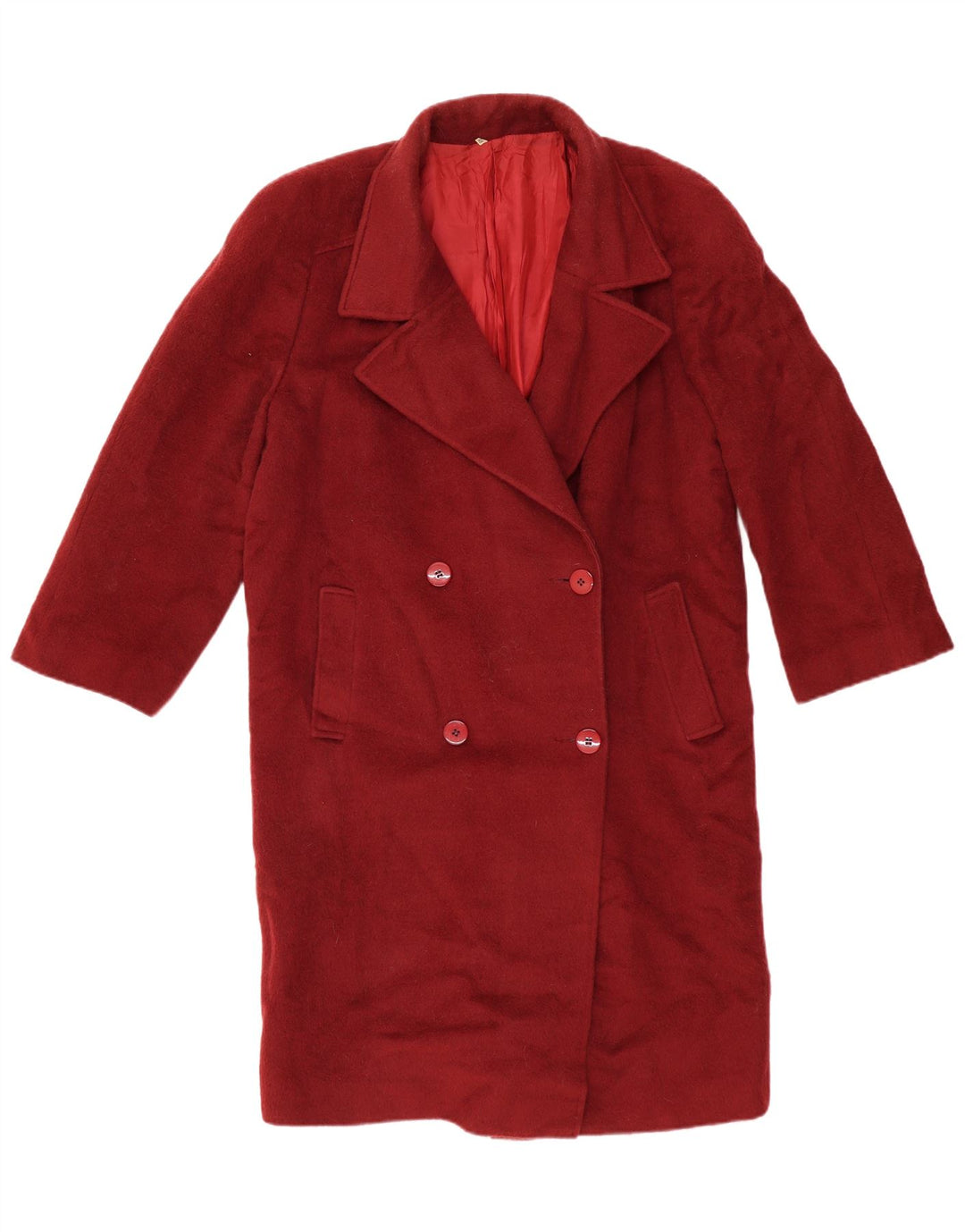 VINTAGE Γυναικείο Παλτό Διπλό IT 48 XL Μαλλί μπορντό