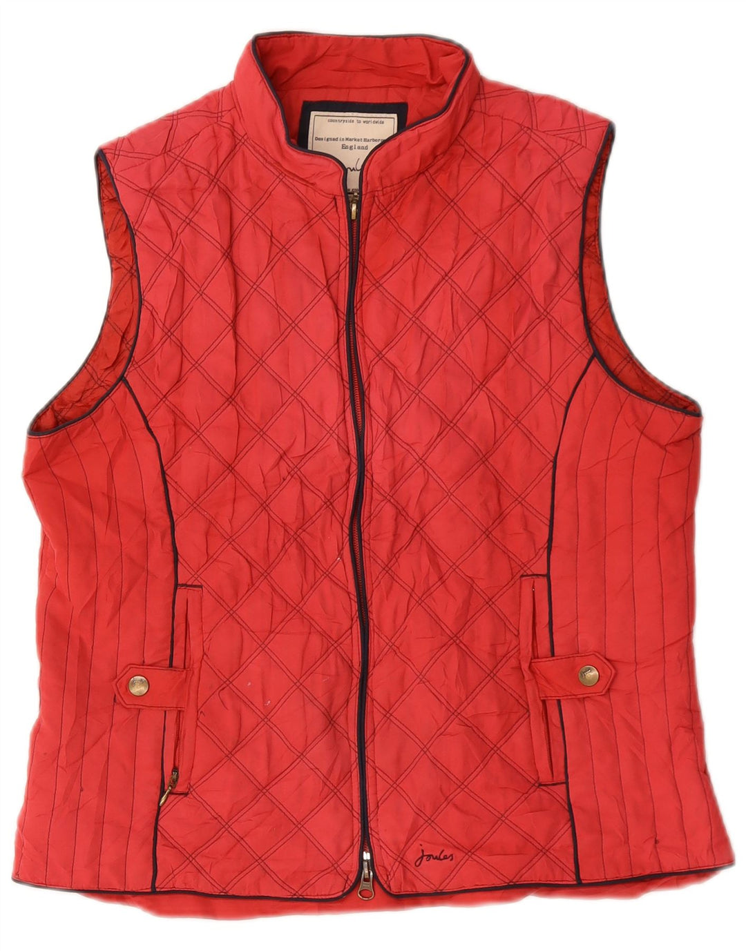 JOULES Γυναικείο Καπιτονέ Gilet UK 16 Μεγάλος Κόκκινος Πολυεστέρας