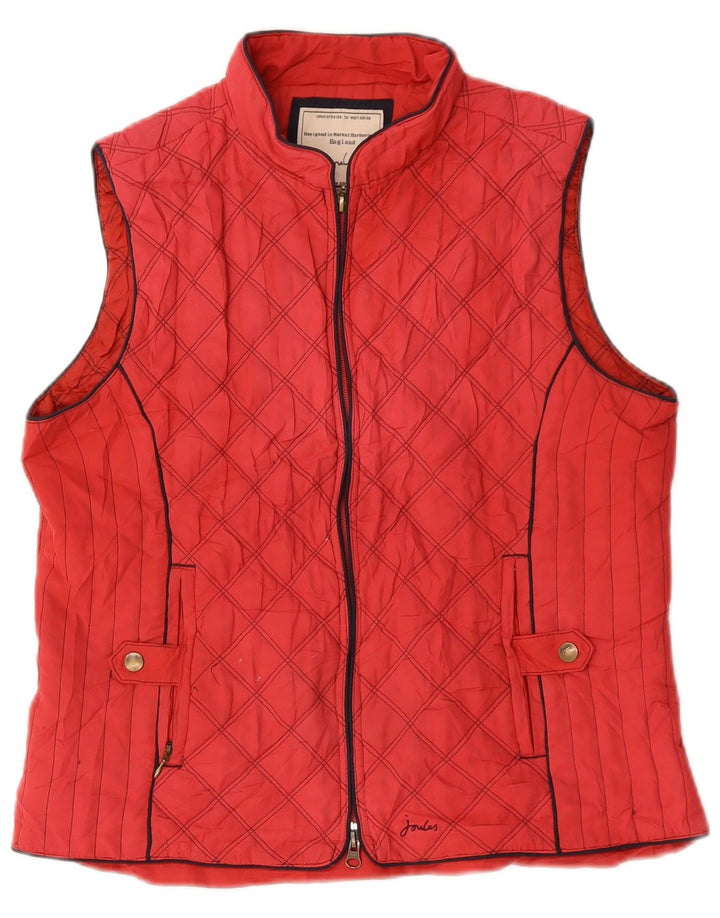 JOULES Γυναικείο Καπιτονέ Gilet UK 16 Μεγάλος Κόκκινος Πολυεστέρας