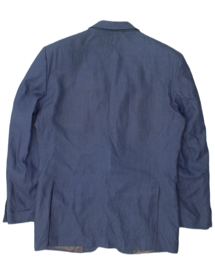Vintage Ανδρικό Μπουφάν Blazer με 2 Κουμπιά IT 50 Μεγάλο Μπλε Λινό