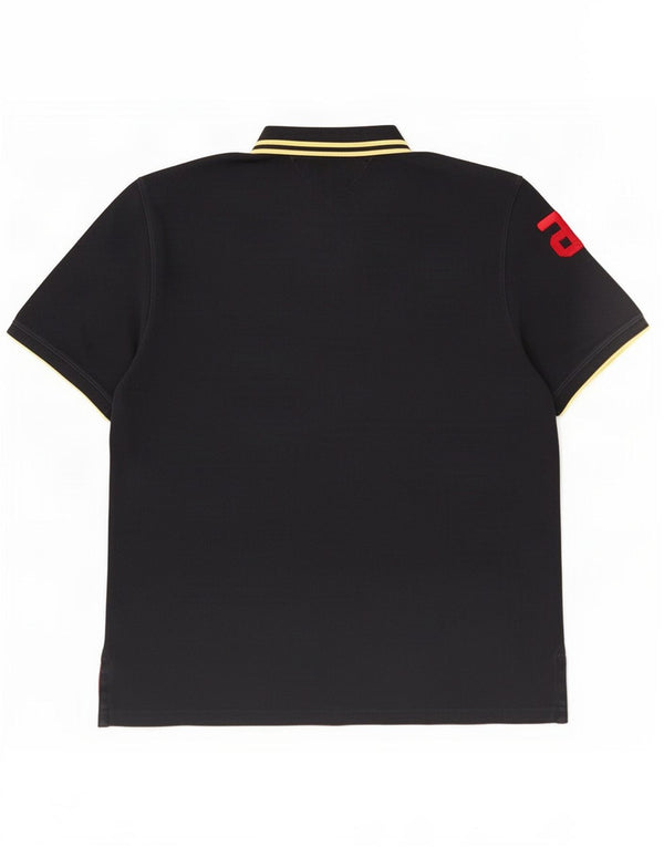 Tommy Hilfiger Ανδρικό γραφικό πόλο μπλουζάκι 2XL μαύρο ριγέ βαμβακερό