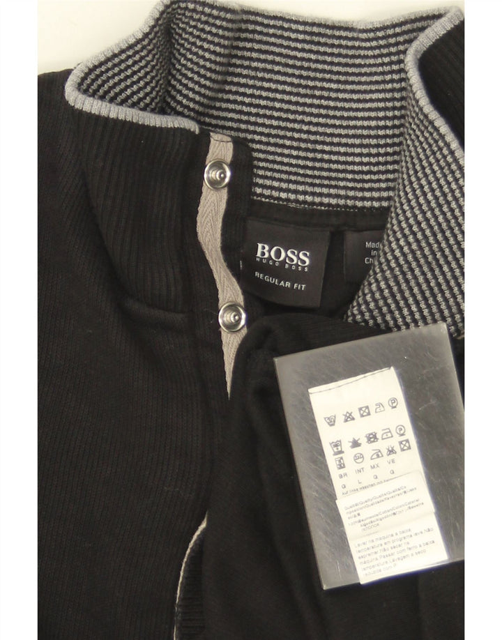 Ανδρικό πουλόβερ Hugo Boss με κανονική εφαρμογή με φερμουάρ, μεγάλο μαύρο ριγέ