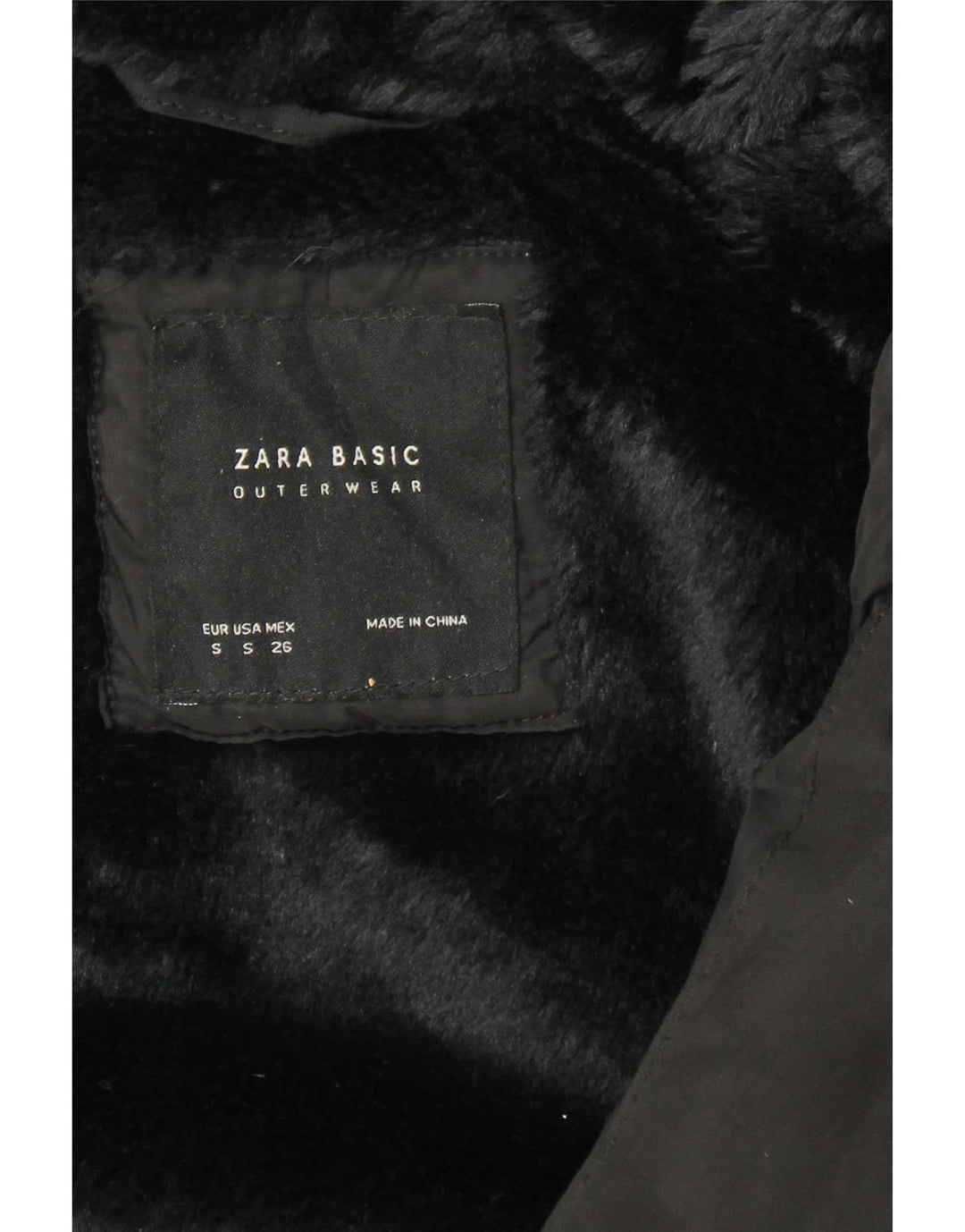 Zara Γυναικείο μπουφάν με κουκούλα UK 10 Small Black Polyester