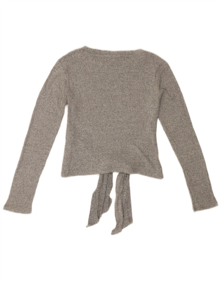 ZARA Γυναικείο πουλόβερ με λαιμόκοψη με λαιμόκοψη UK 14 μεγάλη γκρι βισκόζη