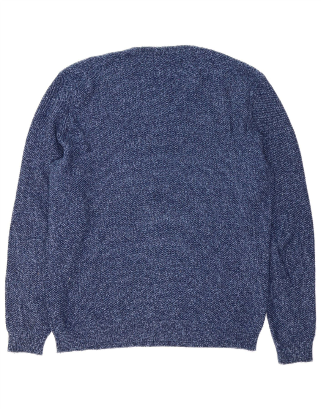 Massimo Dutti Ανδρικό πουλόβερ με λαιμόκοψη, μεσαίο μπλε βαμβακερό