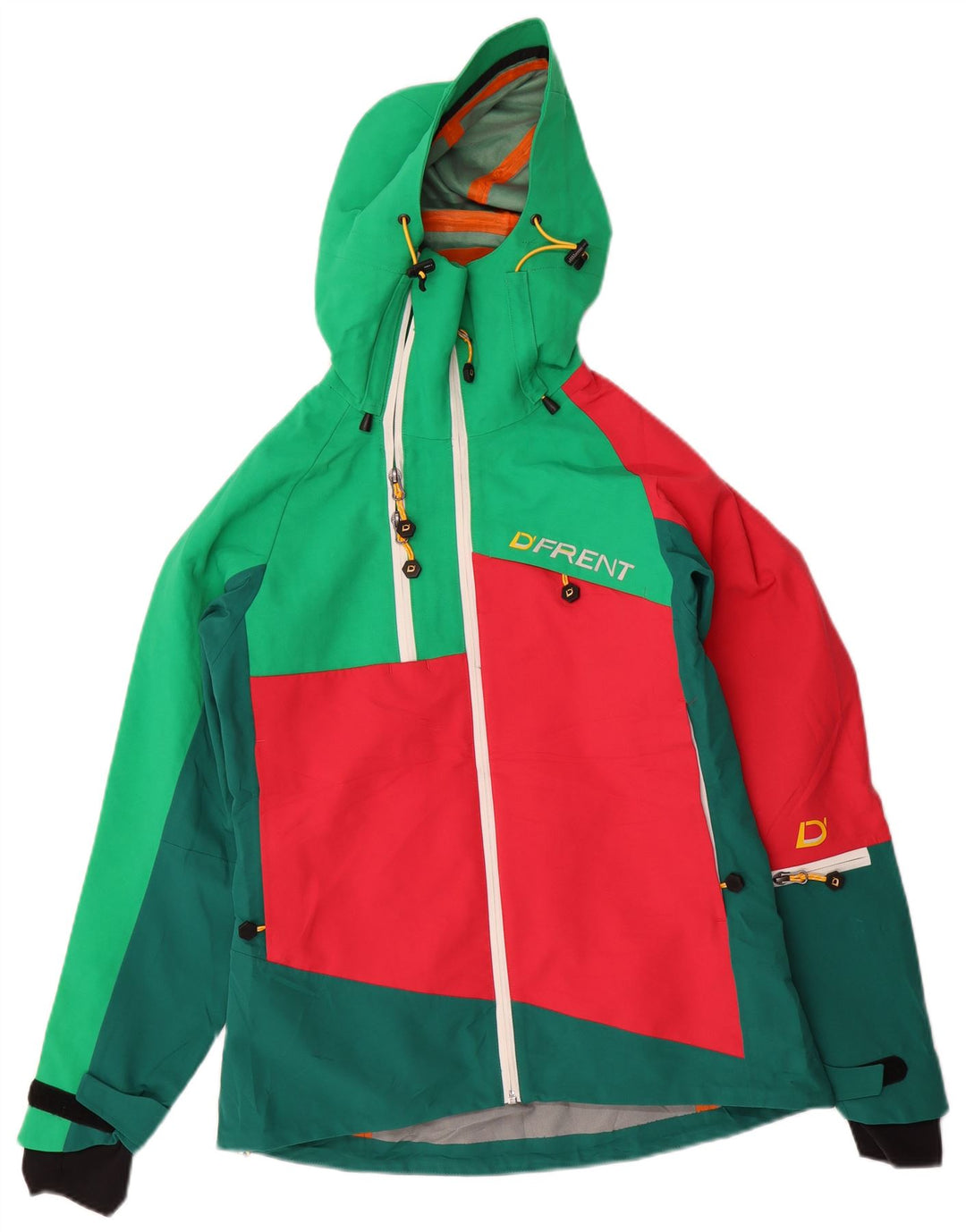 Γυναικείο μπουφάν βροχής με κουκούλα D'Frent 36 Small Green Colourblock