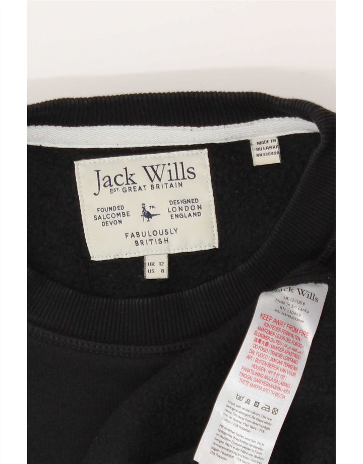 Jack Wills Γυναικεία γραφική μπλούζα μεγάλου μεγέθους Jumper UK 12 Medium Black