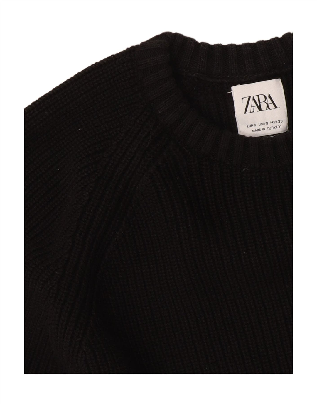 Zara Γυναικείο πουλόβερ με λαιμόκοψη μεγάλου μεγέθους UK 10 Small μαύρο