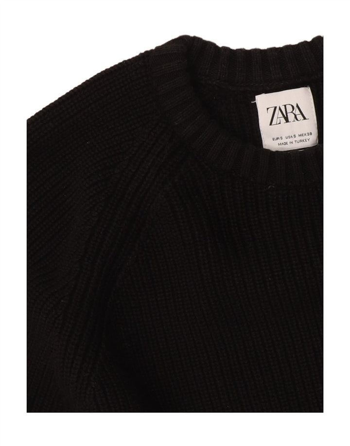 Zara Γυναικείο πουλόβερ με λαιμόκοψη μεγάλου μεγέθους UK 10 Small μαύρο