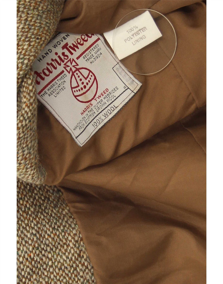 Ανδρικό μπουφάν Harris Tweed 2 κουμπιά σακάκι UK 40 μεγάλο καφέ μαλλί ψαροκόκαλο