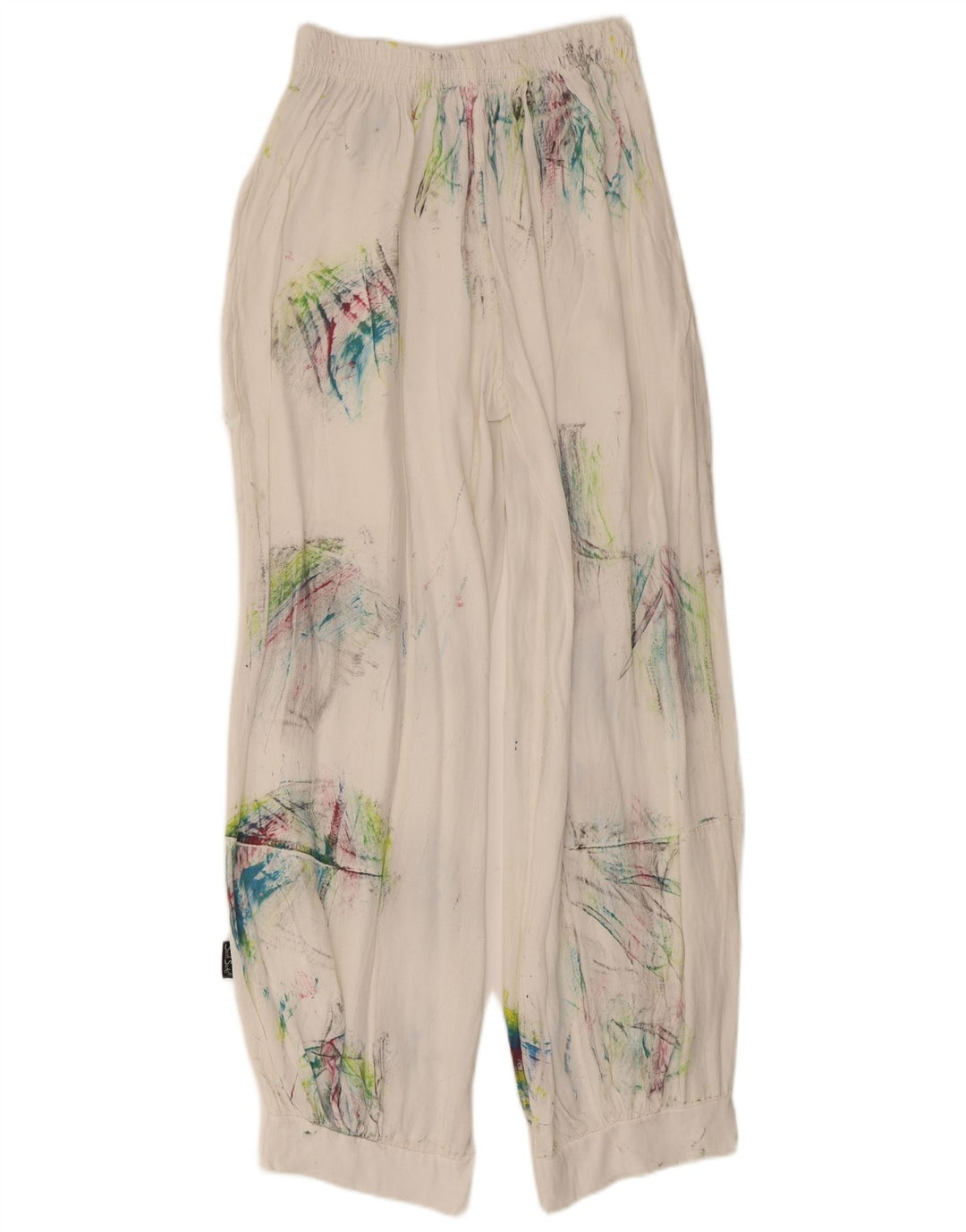 Vintage γυναικείο παντελόνι χαρέμι Medium W28 L29 White Tie Dye Viscose