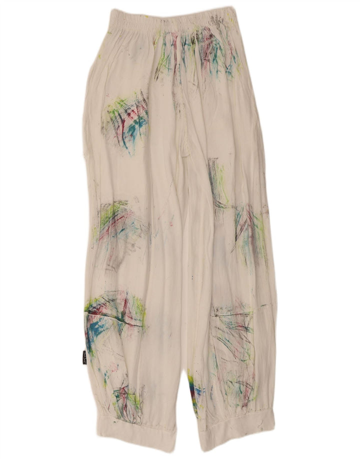 Vintage γυναικείο παντελόνι χαρέμι Medium W28 L29 White Tie Dye Viscose