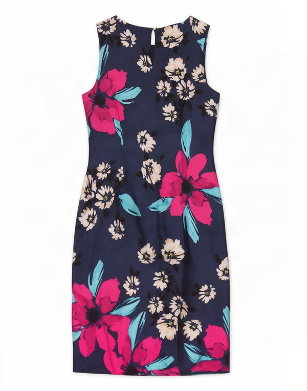Monsoon γυναικείο αμάνικο φόρεμα με θήκη UK 14 Large Navy Blue Floral Viscose
