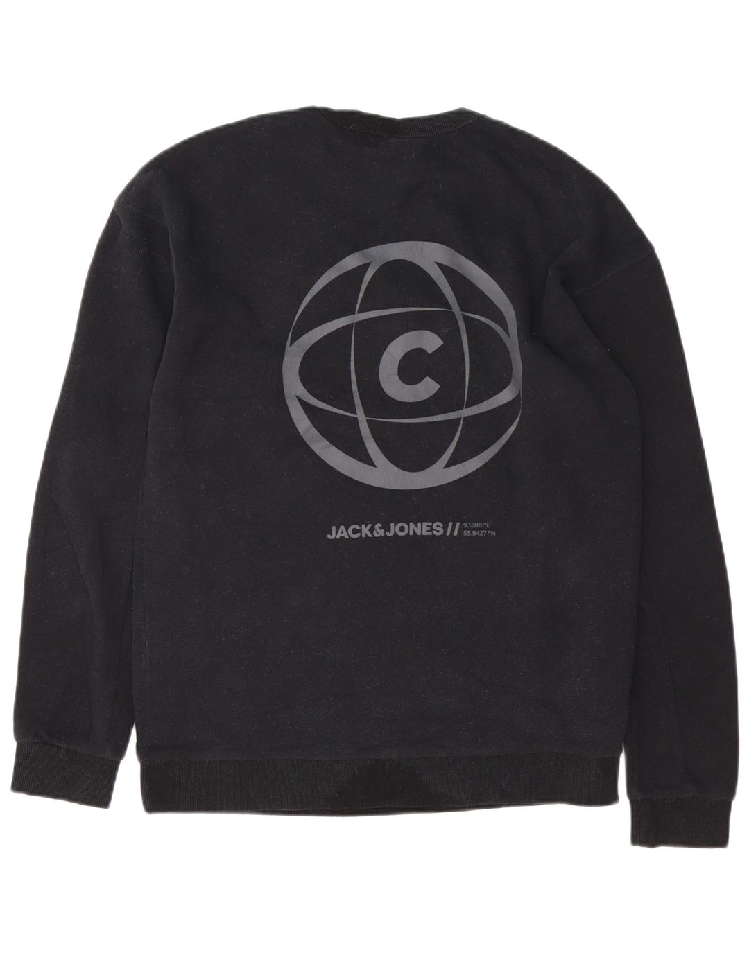 JACK & JONES Ανδρικό γραφικό φούτερ με κορμό, μαύρο βαμβακερό