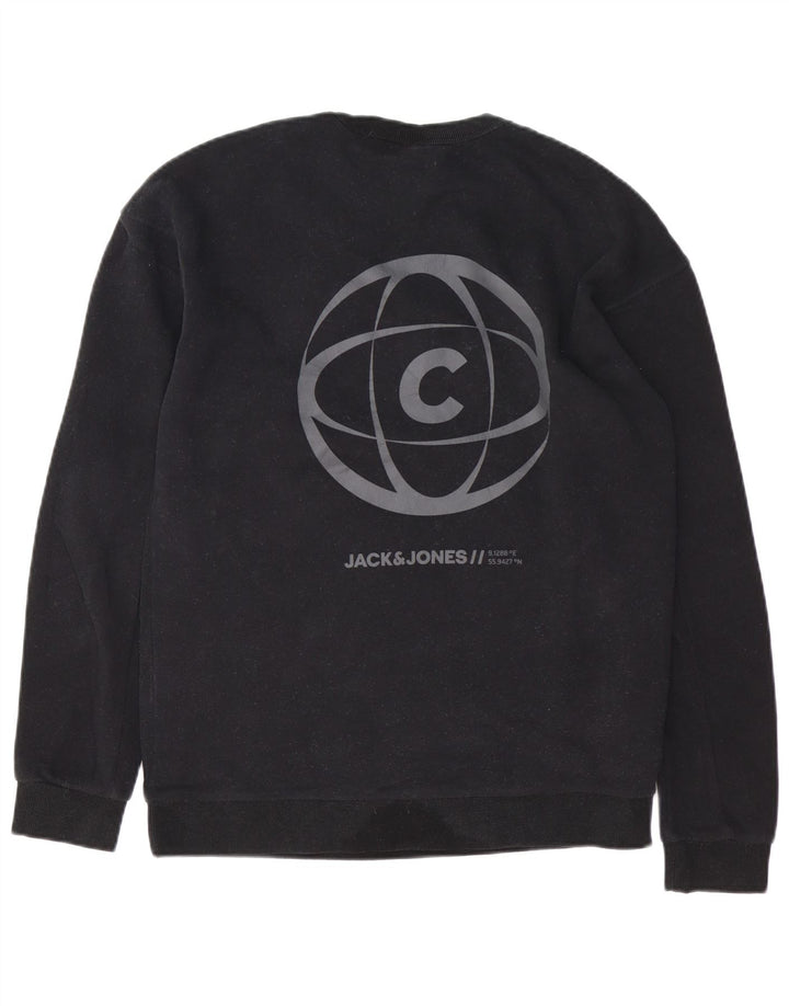 JACK & JONES Ανδρικό γραφικό φούτερ με κορμό, μαύρο βαμβακερό