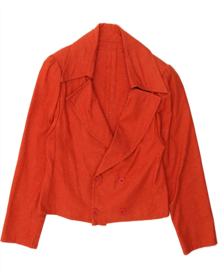 VINTAGE Womens Double Breasted Blazer Jacket UK 12 Medium Orange Flecked Vintage Vintage and Second-Hand Vintage from Messina Hembry 