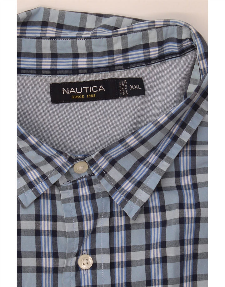 Ανδρικό κοντομάνικο πουκάμισο Nautica 2XL Blue Check Cotton