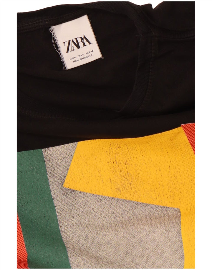 Ανδρικό γραφικό T-Shirt ZARA Top Small Black Colourblock