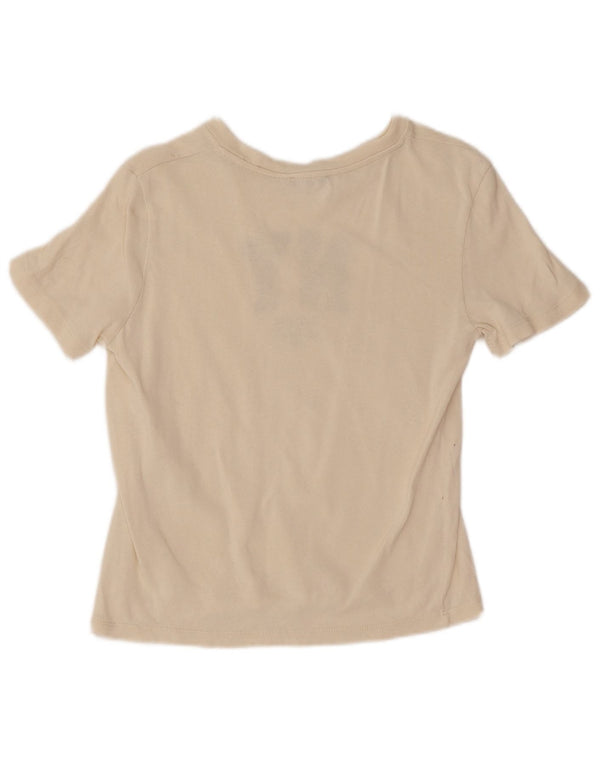 Zara Γυναικείο γραφικό T-Shirt Top UK 12 Medium White