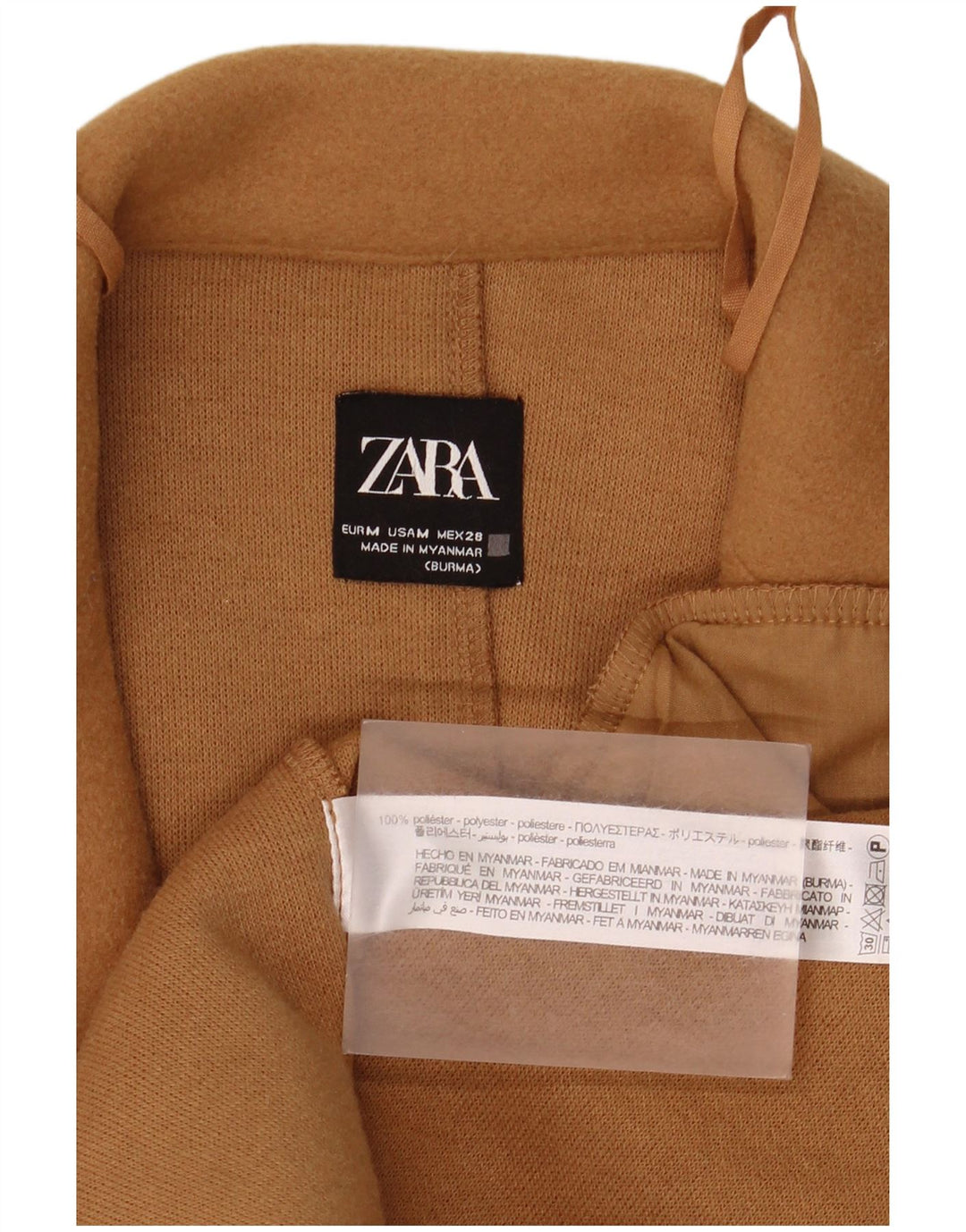 Zara Γυναικείο Ανοιχτό Παλτό UK 14 Medium Beige Polyester