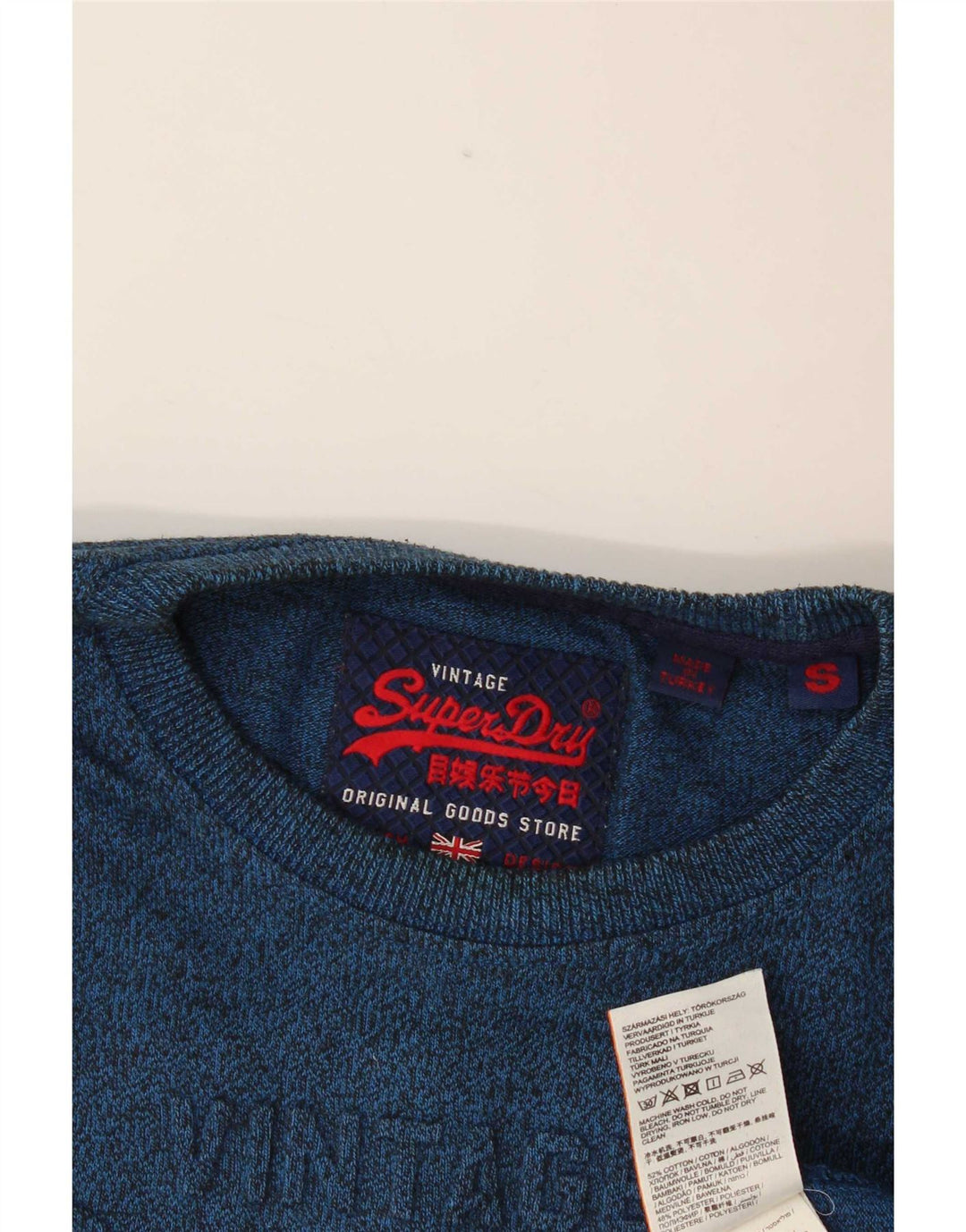 Ανδρικό γραφικό μπλουζάκι Superdry, μακρυμάνικο, βαμβακερό μικρό μπλε φλιτζάνι