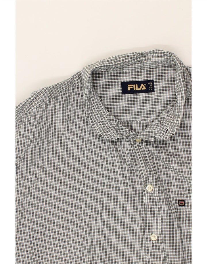 FILA Mens Shirt XL Grey Check Vintage Fila and Second-Hand Fila from Messina Hembry 