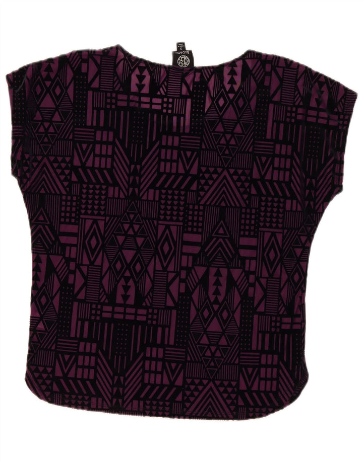 Bobedu Γυναικεία Μπλούζα Τοπ UK 10 Small Purple Geometric Polyester