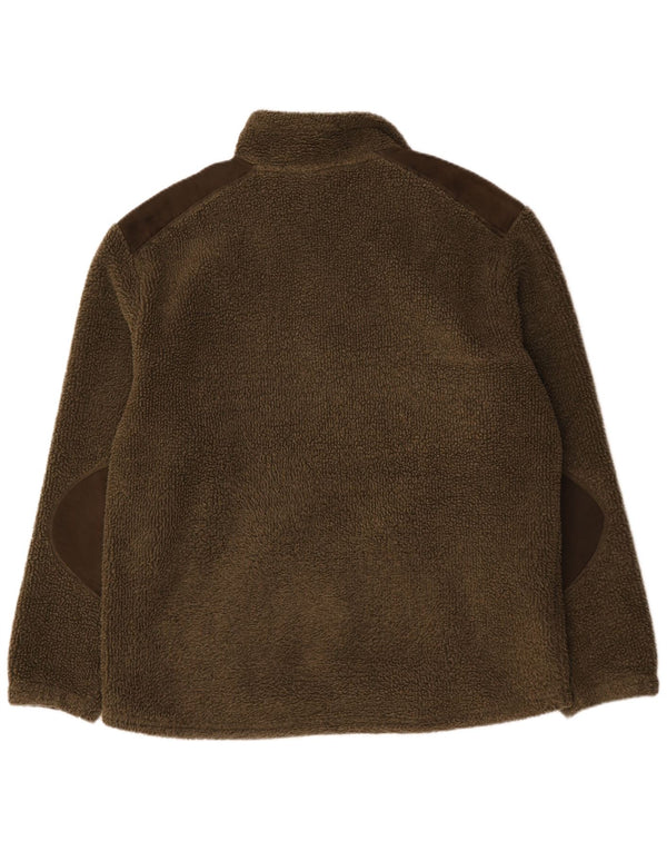 Vintage Ανδρικό Fleece Jacket UK 44 2XL Khaki Colorblock Polyester
