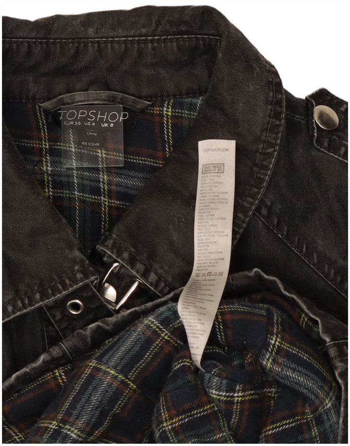 Topshop Γυναικείο Τζιν Μπουφάν UK 8 Μικρό Μαύρο Πολυακρυλικό