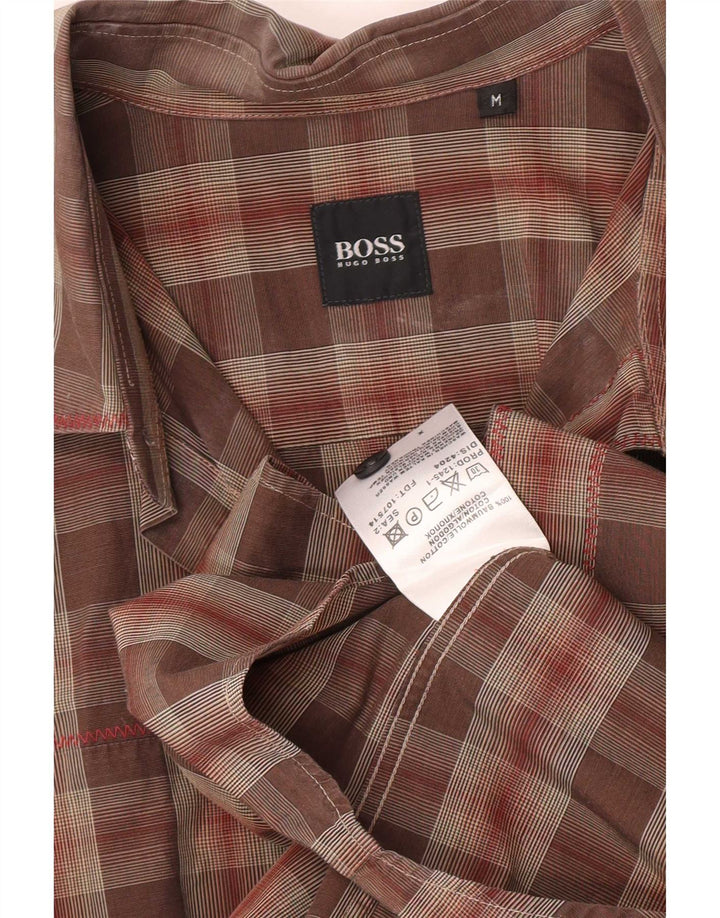 Ανδρικό πουκάμισο Hugo Boss, μεσαίο καφέ βαμβακερό