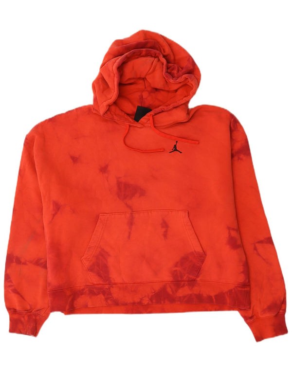 Jordan Womens Loose Fit Hoodie Jumper UK 14 Medium Red Tie Dye Cotton