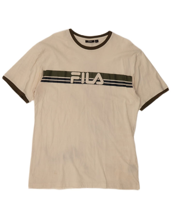 Ανδρικό γραφικό T-Shirt Fila Top XL Beige Colourblock Βαμβακερό