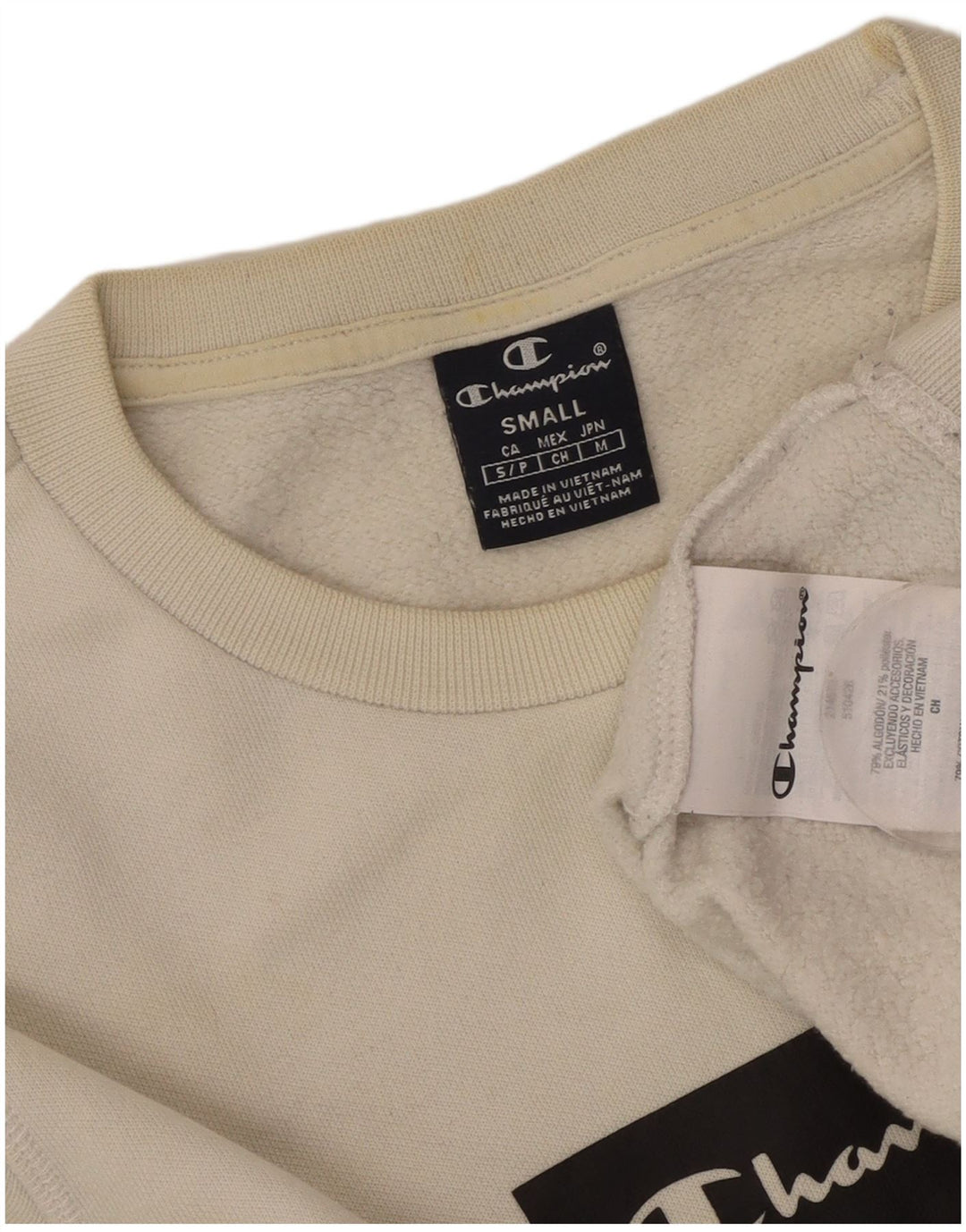 CHAMPION Ανδρικό γραφικό φούτερ Jumper Μικρό λευκό βαμβακερό