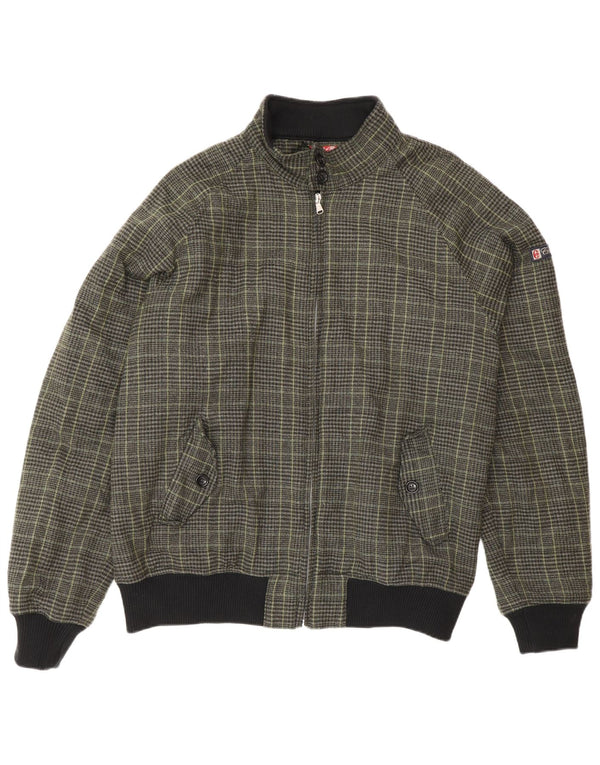 Ανδρικό Bomber Jacket Conte of Florence UK 42 XL Green Check Wool