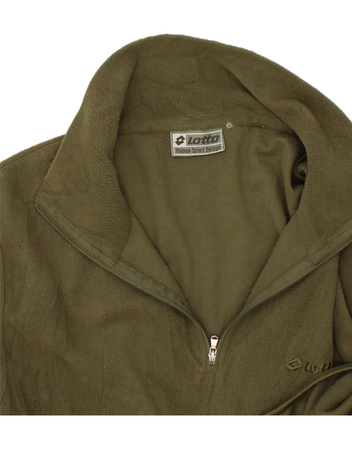 LOTTO Mens Zip Neck Fleece Jumper Medium Khaki Polyester Vintage Lotto and Second-Hand Lotto from Messina Hembry 