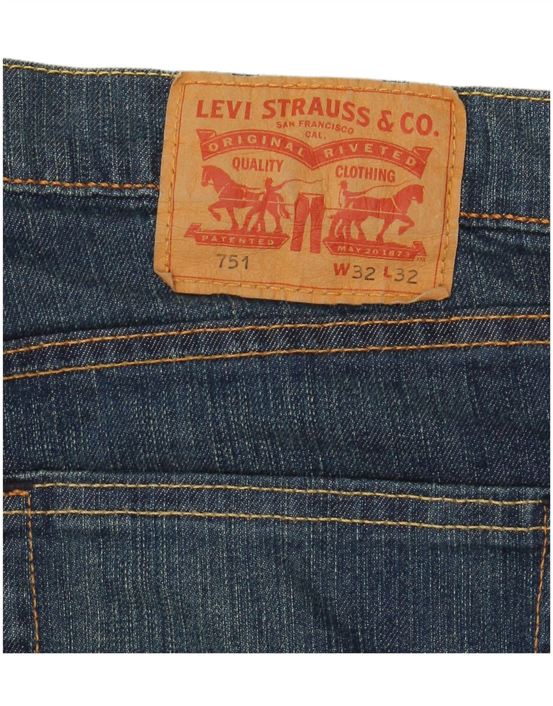 Levi's Mens 751 Straight Jeans W32 L32 Navy Blue Cotton