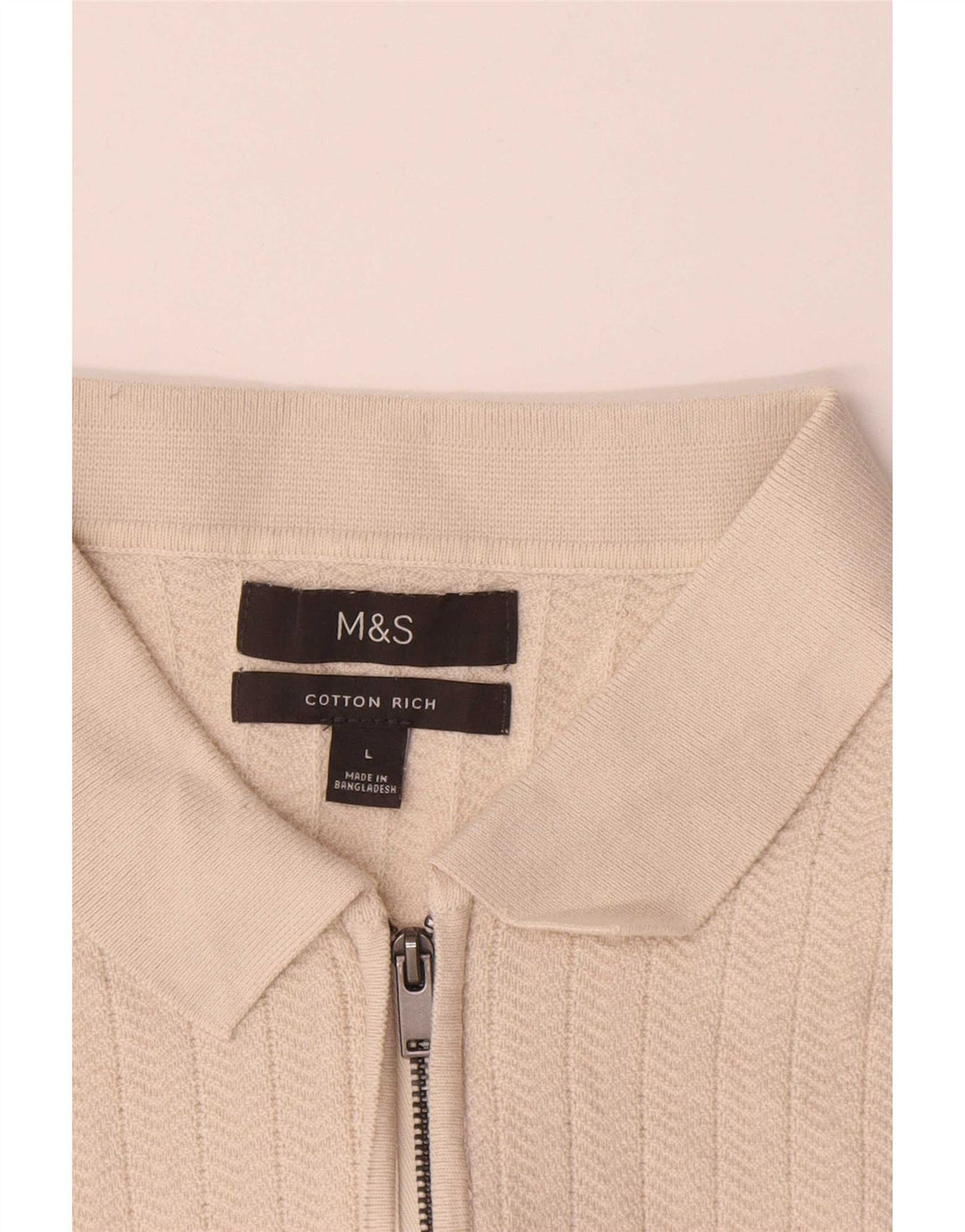 Ανδρικό μπλουζάκι πόλο Marks & Spencer Μεγάλο μπεζ βαμβακερό ψαροκόκκαλο
