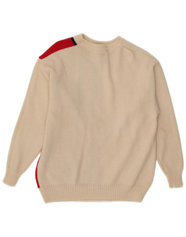 Vintage γυναικείο πουλόβερ με λαιμόκοψη IT 52 2XL Λευκό μαλλί