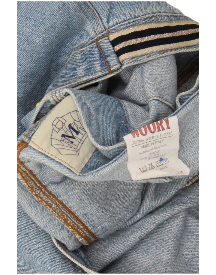 Vintage Γυναικείο Γραφικό Crop Τζιν Μπουφάν UK 14 Medium Blue Cotton