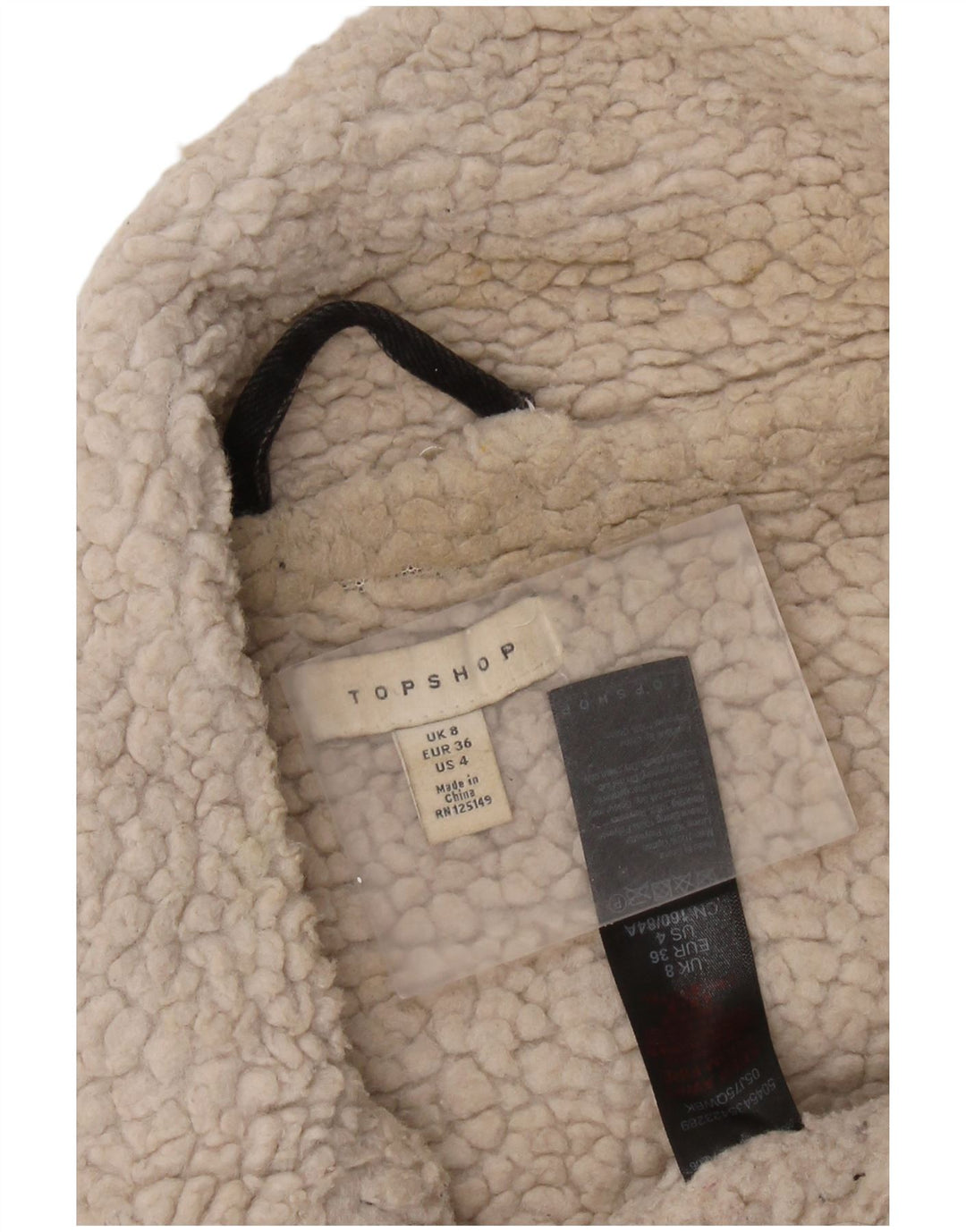 Topshop Γυναικείο Oversized Sherpa Τζιν μπουφάν UK 8 Small Black Classic