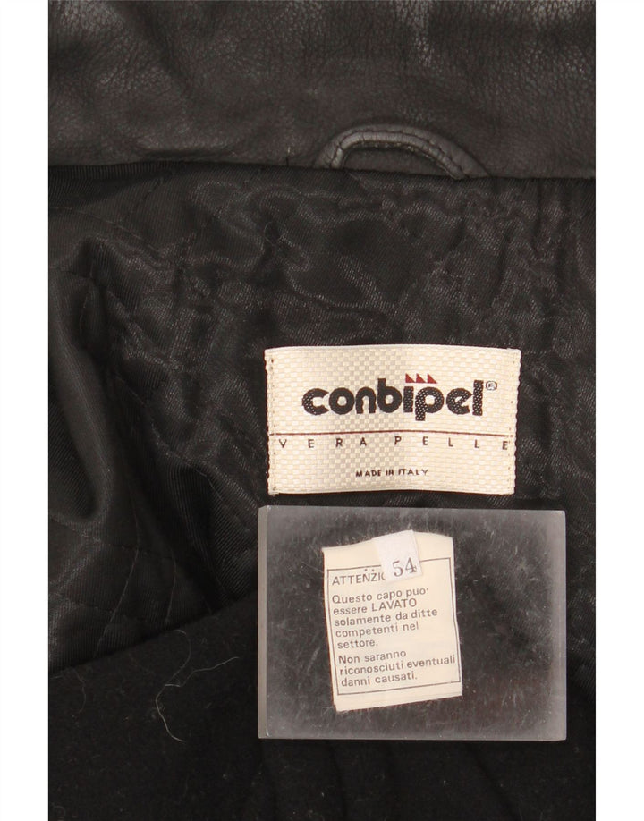 CONBIPEL Ανδρικό Δερμάτινο Παλτό IT 54 XL Μαύρο Δερμάτινο