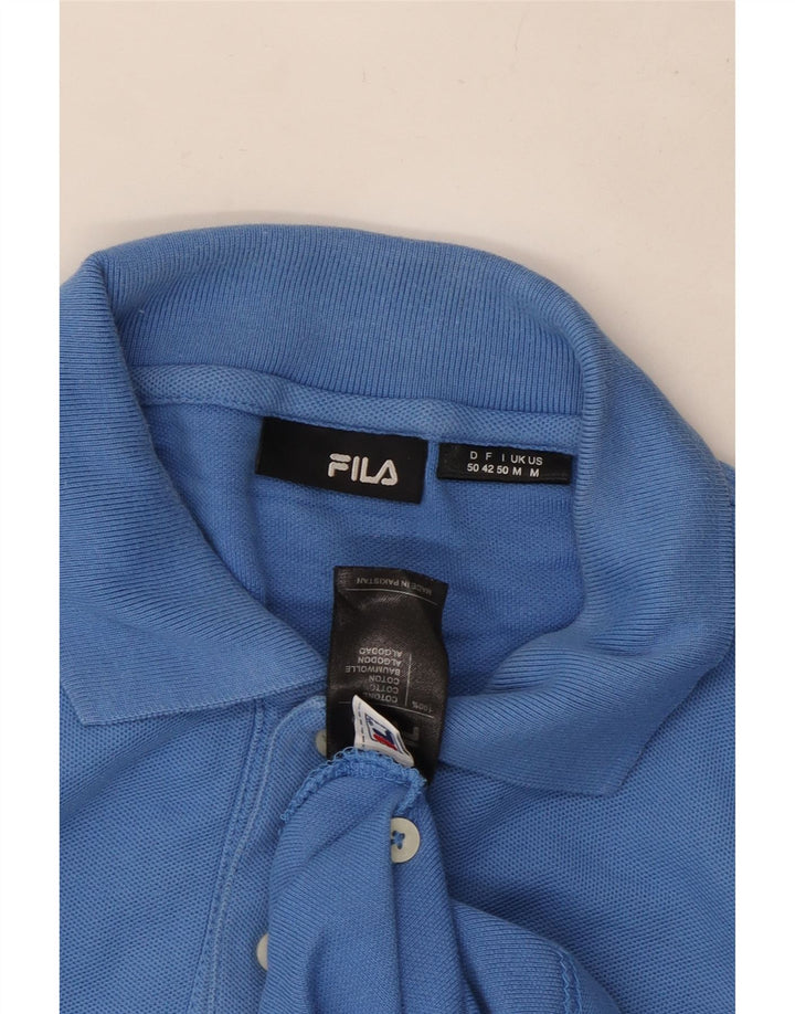 Ανδρικό μακρυμάνικο μπλουζάκι πόλο Fila από μεσαίο μπλε βαμβακερό