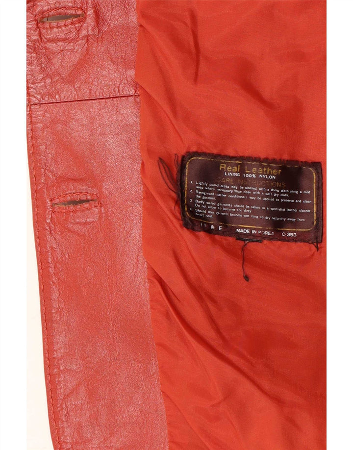 Vintage γυναικείο δερμάτινο σακάκι 2 κουμπιών UK 12 Medium Red