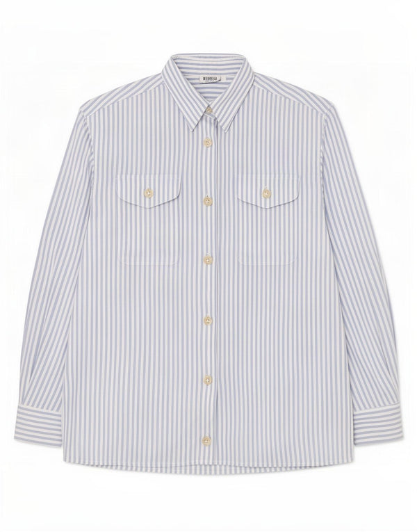 Marella Womens Shirt IT 42 Medium Blue Pinstripe Cotton