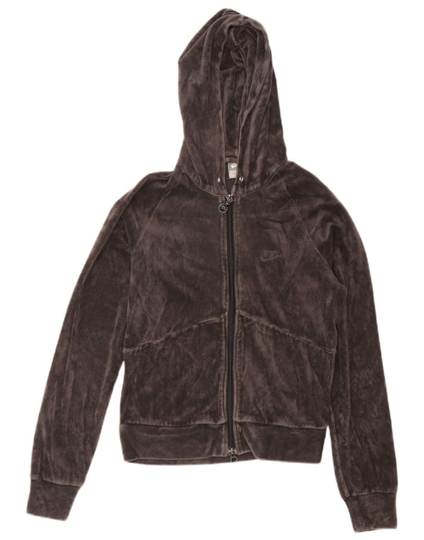 Γυναικείο πουλόβερ Nike με κουκούλα με φερμουάρ UK 10/12 μεσαίο γκρι βαμβακερό