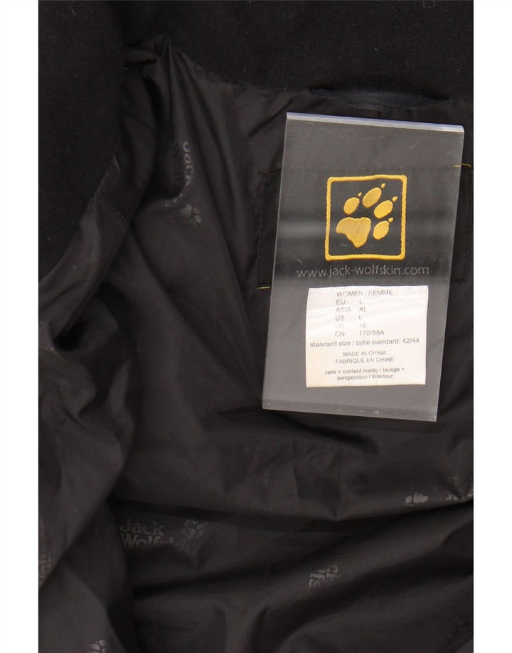 JACK WOLFSKIN Γυναικείο παλτό με κουκούλα UK 16 μεγάλο μαύρο πολυεστέρα
