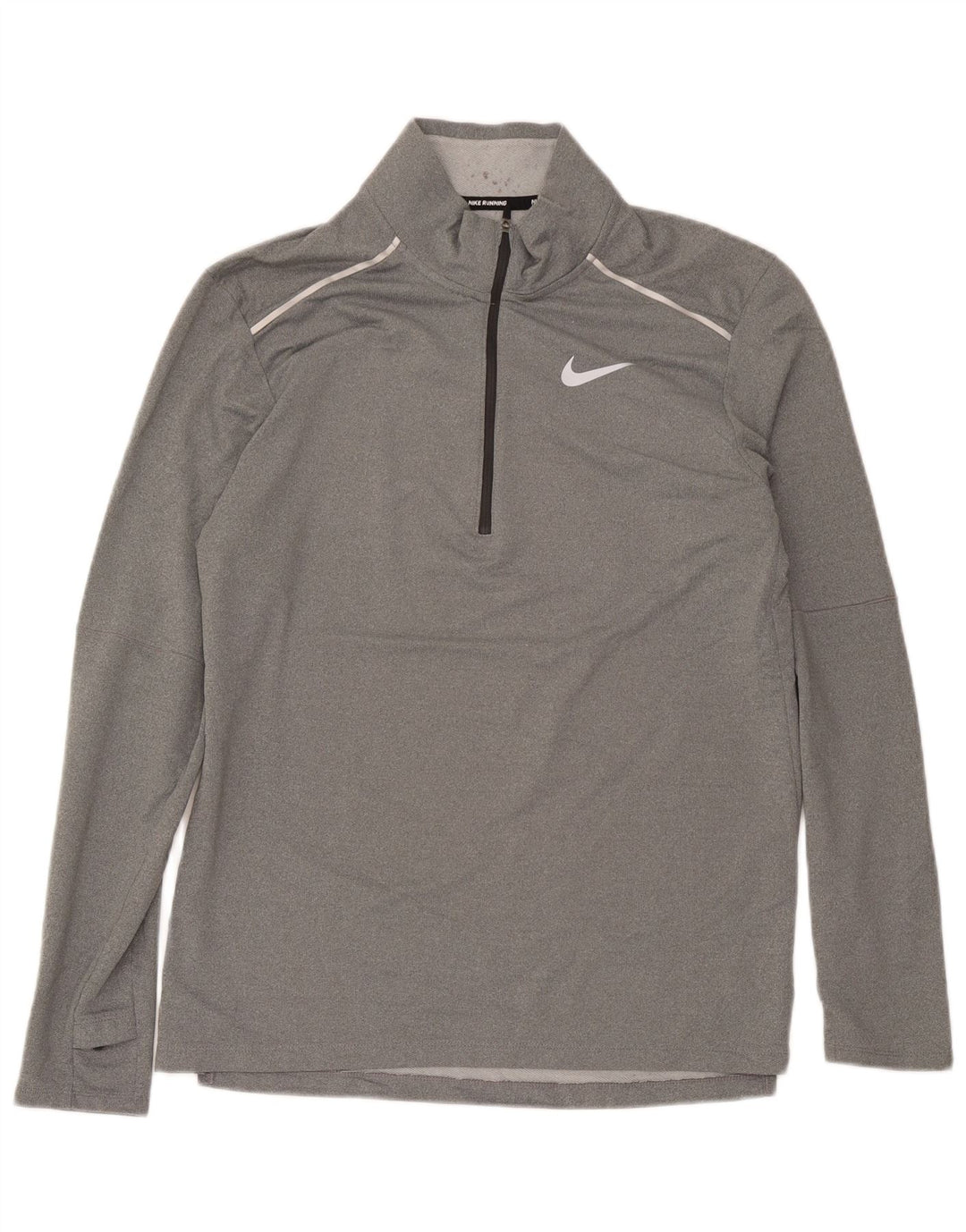 Μπλουζάκι με φερμουάρ Nike Mens Dri Fit με μακρυμάνικο μεσαίο γκρι πολυεστέρα